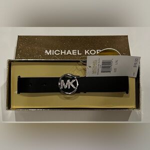 Michael Kors Women’s Black Belt with Silver Buckle